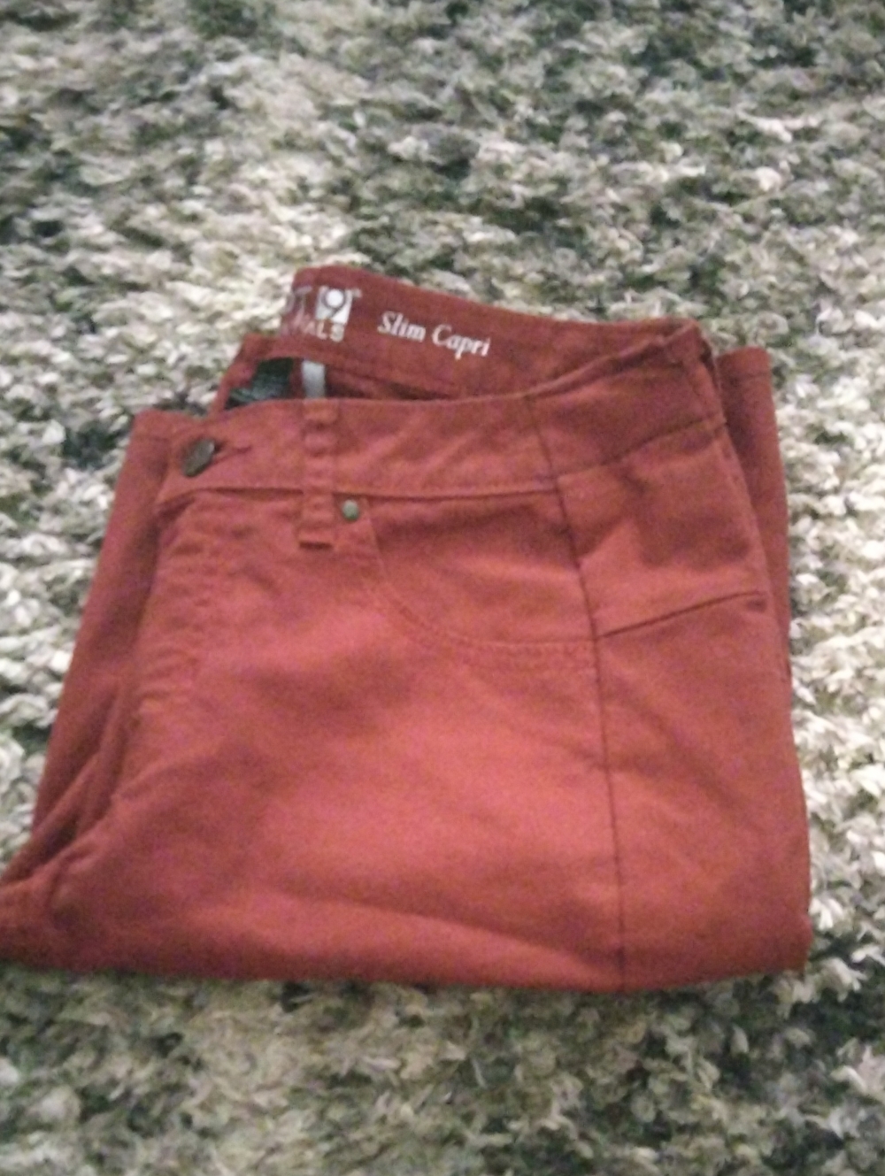 Essentials Slim Capri Pants in Rust Coral